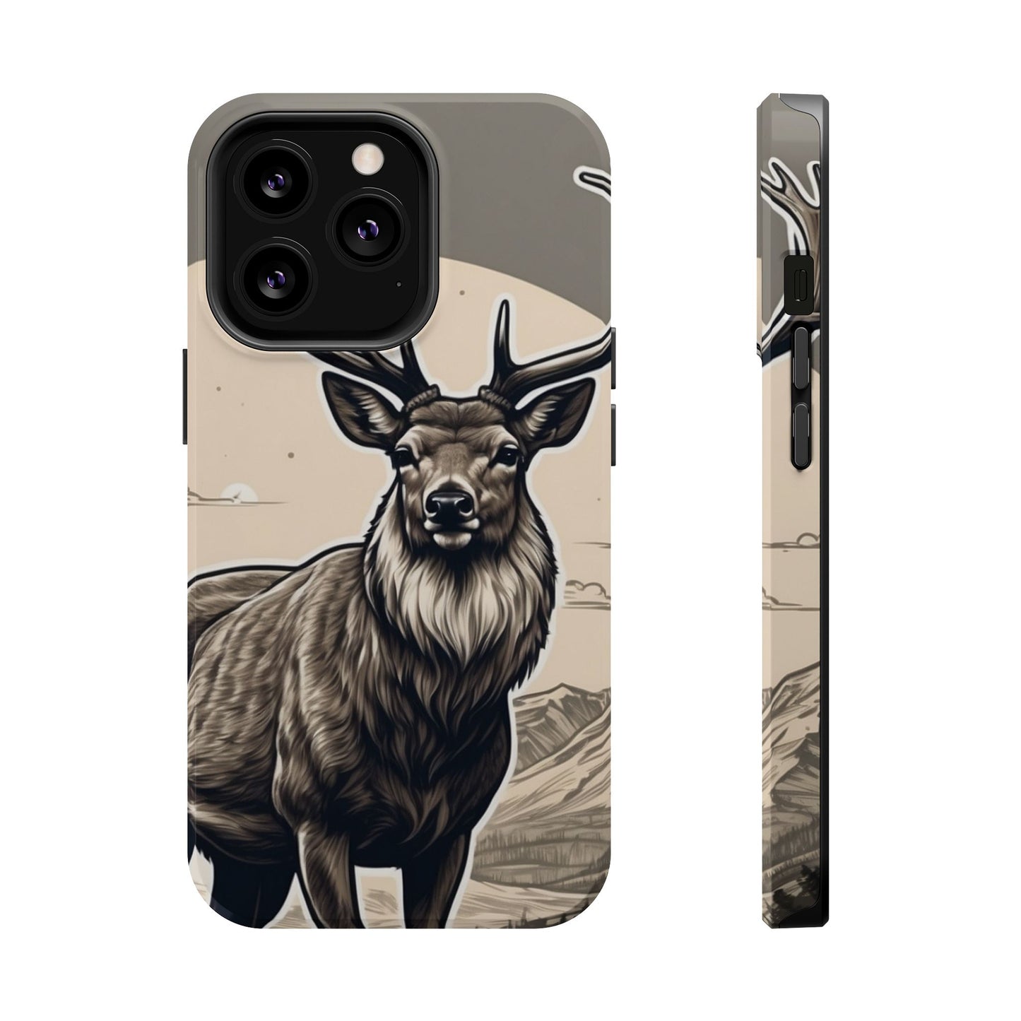 Monochrome Majesty – Regal Stag MagSafe iPhone Cases