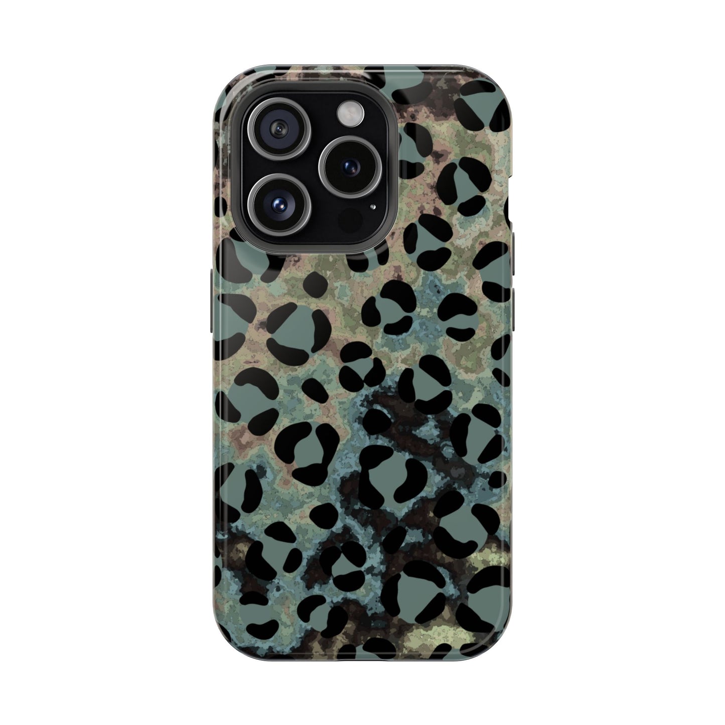 Moody Watercolor Leopard Print Tough MagSafe iPhone Case – Earthy Abstract Pattern with Dual-Layer Protection