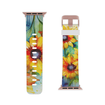 Watercolor Sunflower Splash Apple Watch Band