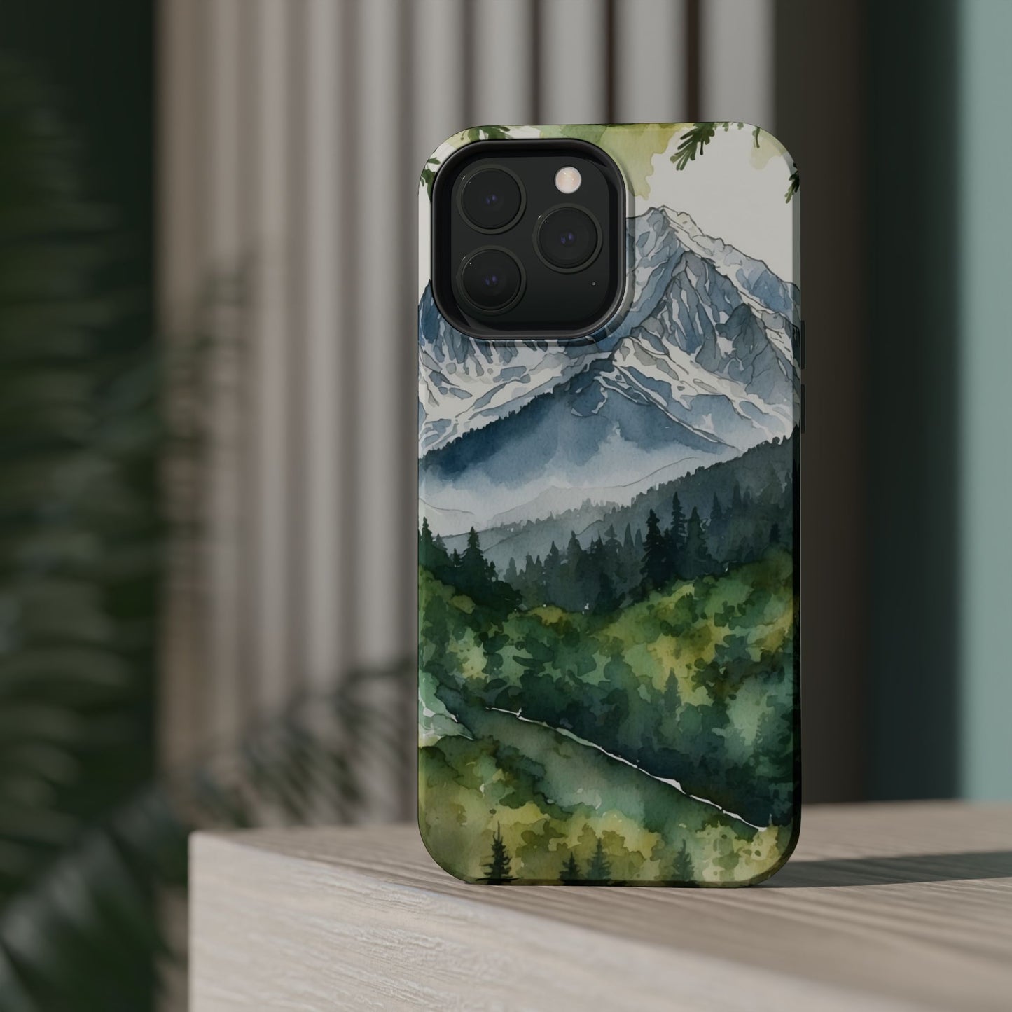 Watercolor Alpine Mountainscape - MagSafe iPhone Case