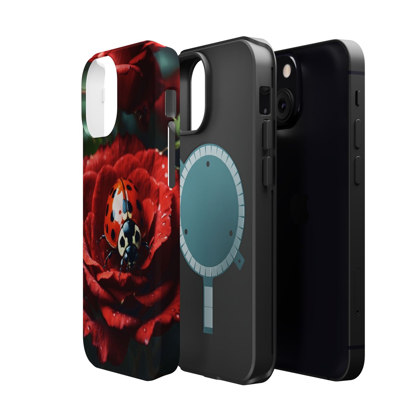 Elegant Rose & Ladybug Charm - MagSafe iPhone Case