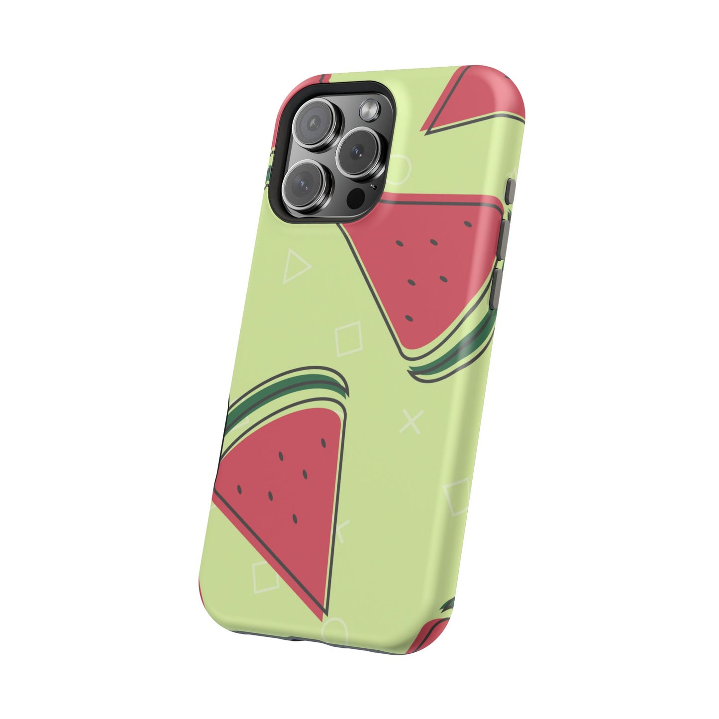 Watermelon Slice MagSafe iPhone Case – Fresh & Fun Design with Retro Geometric Pattern