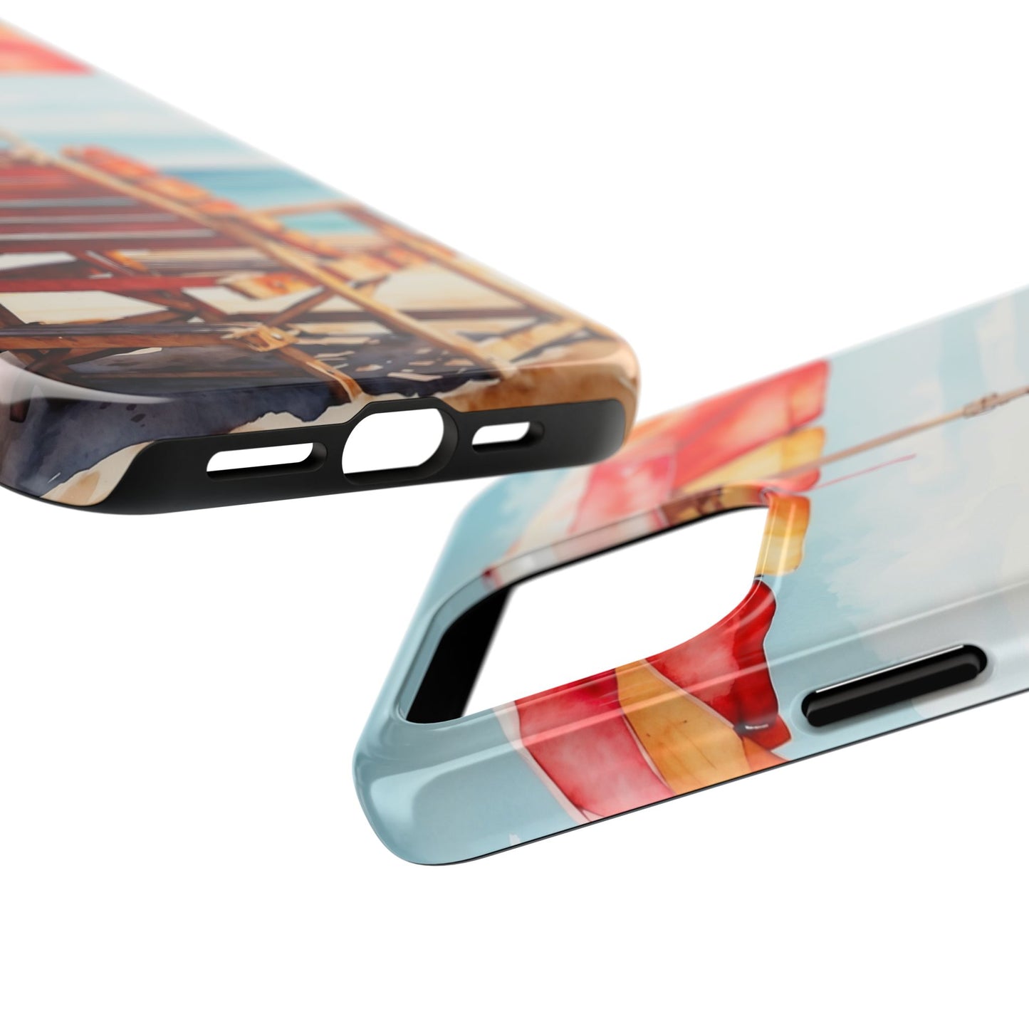 Beachfront Sunset Lounge iPhone Case – Vibrant Watercolor Design