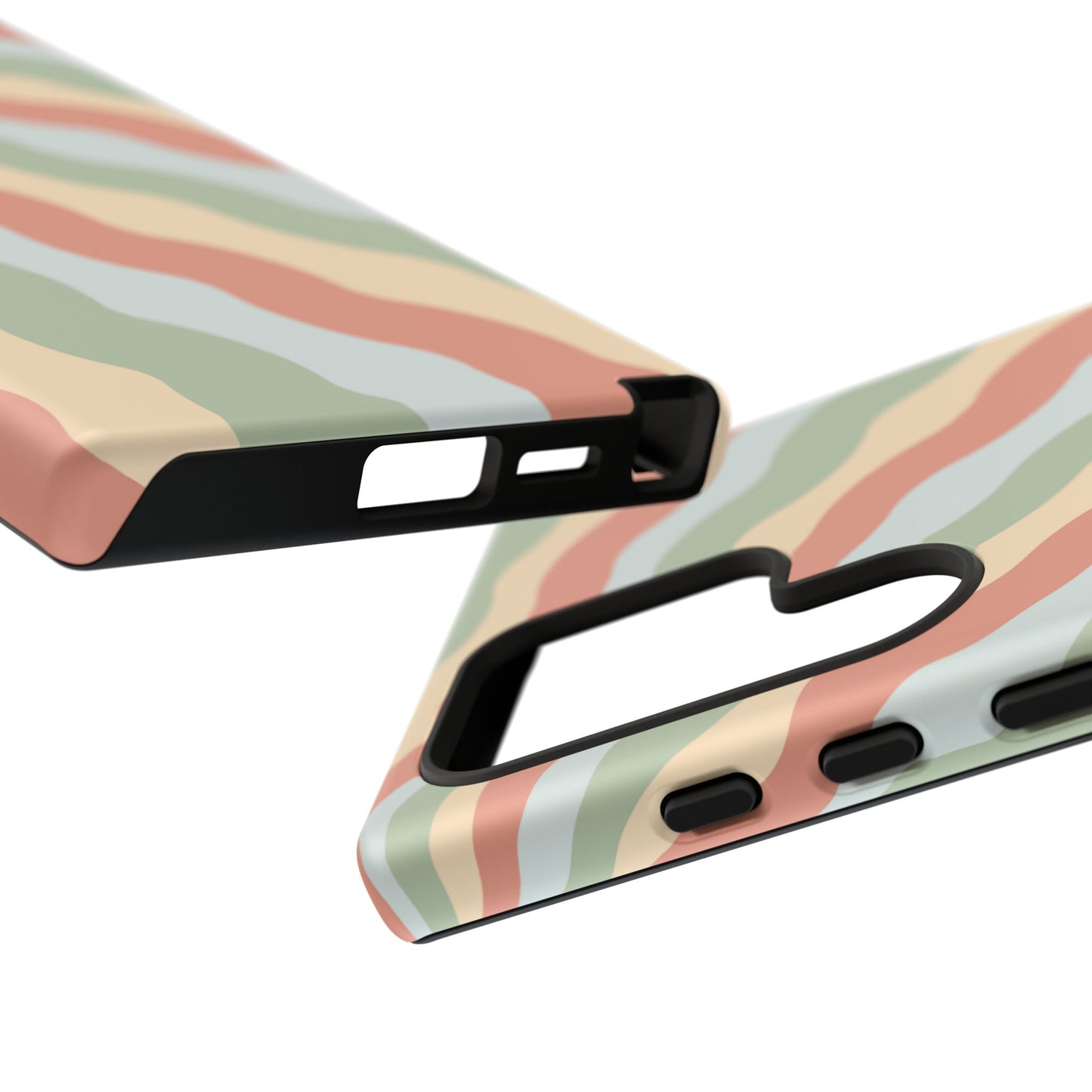 Earthy Retro Waves Samsung Galaxy Case – 70s-Inspired Wavy Stripes in Soft Green, Cream, and Rust