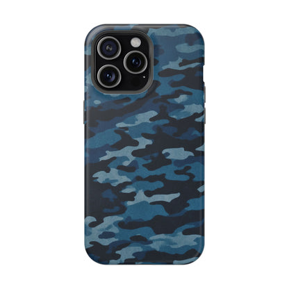 Dark Blue Camouflage – MagSafe iPhone Case with Modern Rugged Style