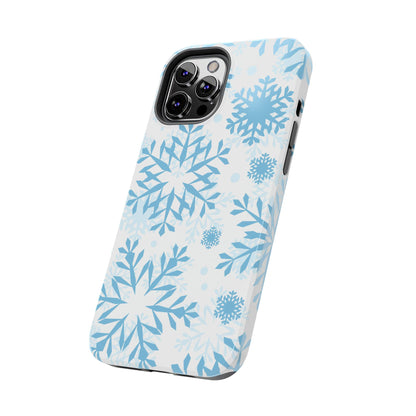 Frosty Blue Snowflakes iPhone Case – Shockproof, Smooth Matte Finish, Dual-Layer Design