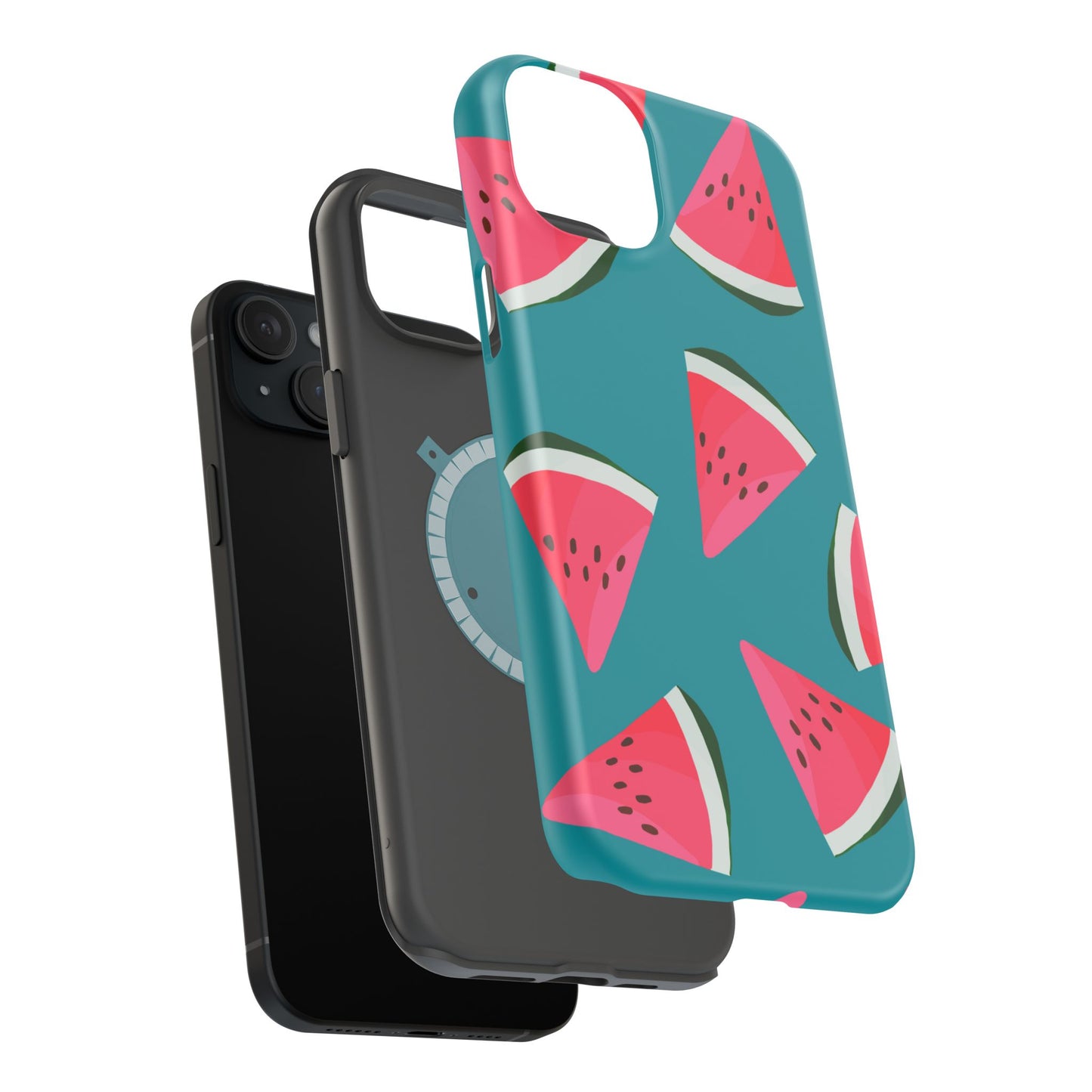 Watermelon Bliss MagSafe iPhone Case – Vibrant Summer Fruit Design on Teal Background