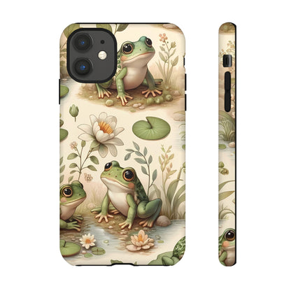 Cute Frogs Phone Case - Pond Pals Frolic - Charming Frog Lily Pad Phone Case for iPhone, Google & Samsung! Great Gift For Any Frog Lover!