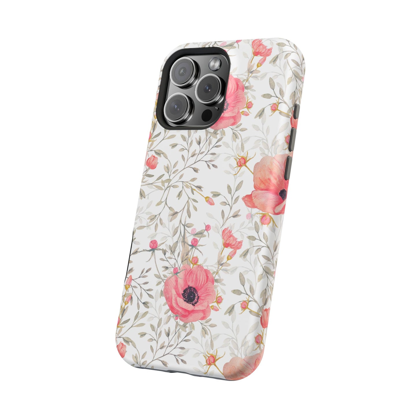 Pink Floral Watercolor MagSafe iPhone Case – Elegant Blossom Design with Magnetic Compatibility