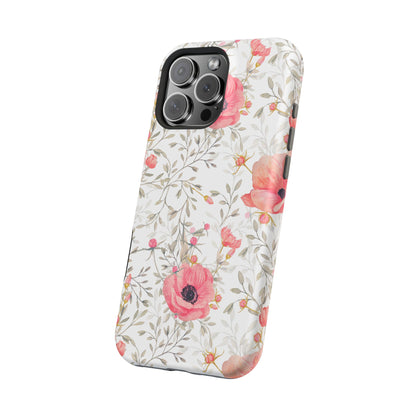 Pink Floral Watercolor MagSafe iPhone Case – Elegant Blossom Design with Magnetic Compatibility