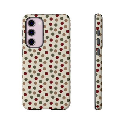 Festive Red & Green Polka Dots on Cream – Samsung Galaxy Case