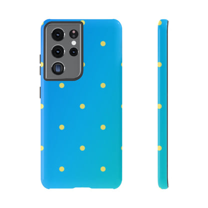 Blue Ocean Gradient Polka Dots Samsung Galaxy Case – Shockproof, Smooth Matte Finish, Dual-Layer Design