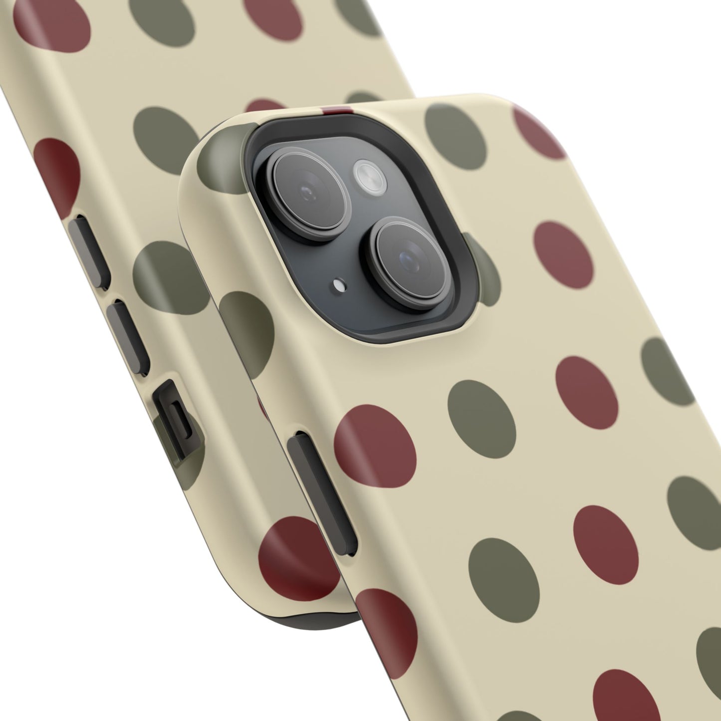 Red & Green Polka Dots on Cream – MagSafe iPhone Case