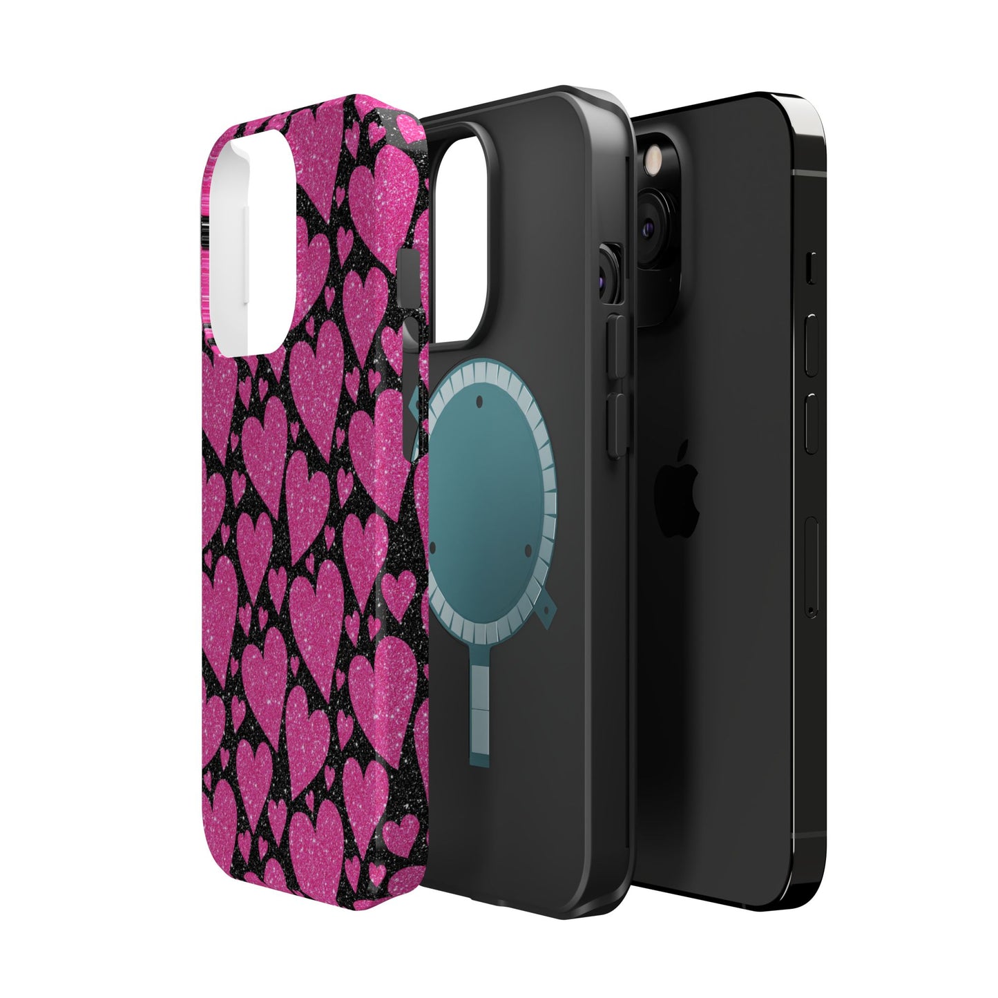 Glitter Hearts MagSafe iPhone Case