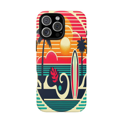 Retro Beach Vibes iPhone Case - Sunset Surfing Protective Cover