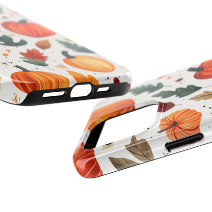 Autumn Harvest iPhone Case - Pumpkin and Fall Leaf Design