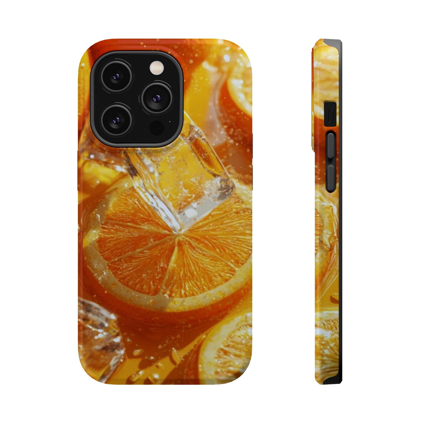 Citrus Orange Splash MagSafe iPhone Case – Dual-Layer Tough Protection, Vibrant Summer Design