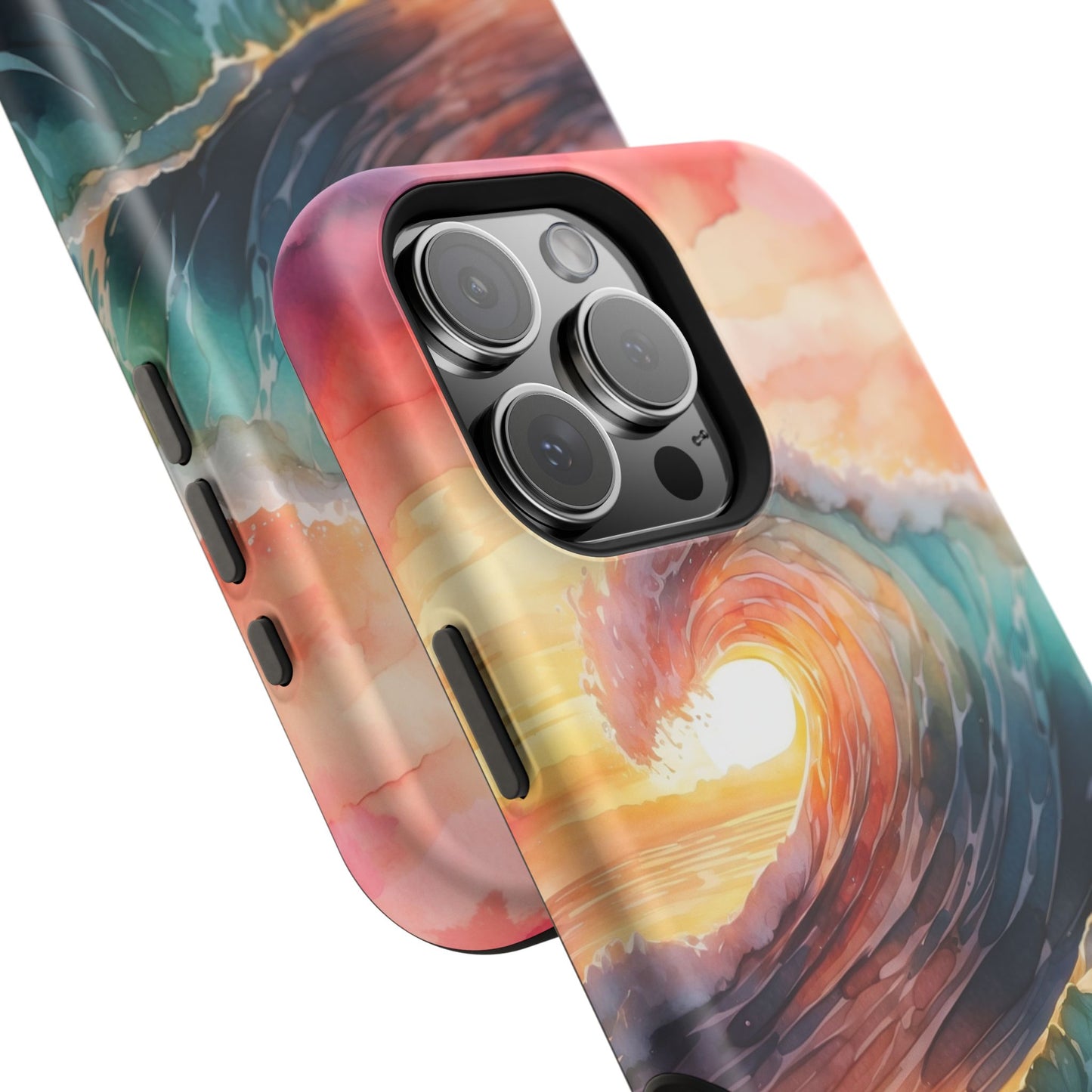 Ocean Sunrise Wave MagSafe iPhone Case – Vibrant Watercolor Wave Design