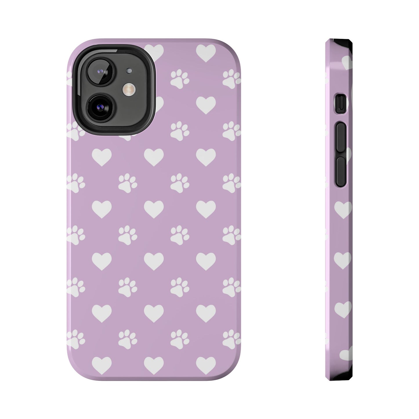 Purple Hearts & Paw Prints - Cute Pet Lover iPhone Case