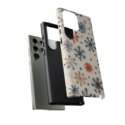 Rustic Orange and Blue Snowflake Pattern – Samsung Galaxy Series Case