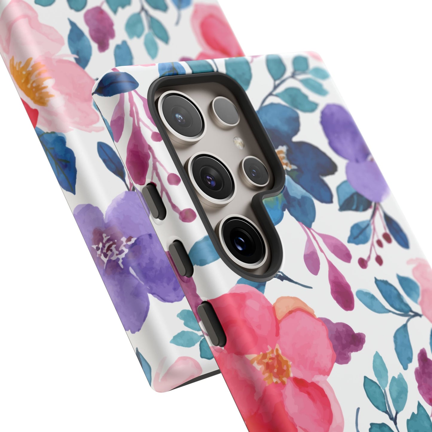 Mystic Bloom – Samsung Galaxy Case with Blue & Pink Watercolor Florals