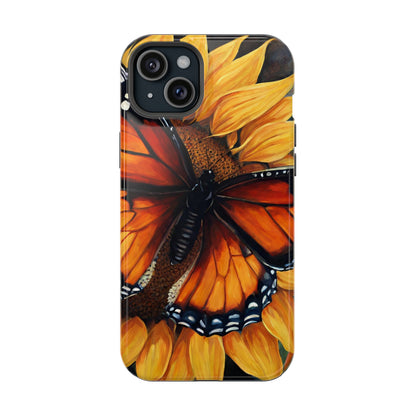 Monarch Butterfly & Sunflower Art – MagSafe iPhone Case