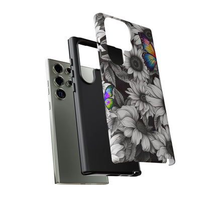 Rainbow Butterflies & Monochrome Sunflowers – Samsung Galaxy Case