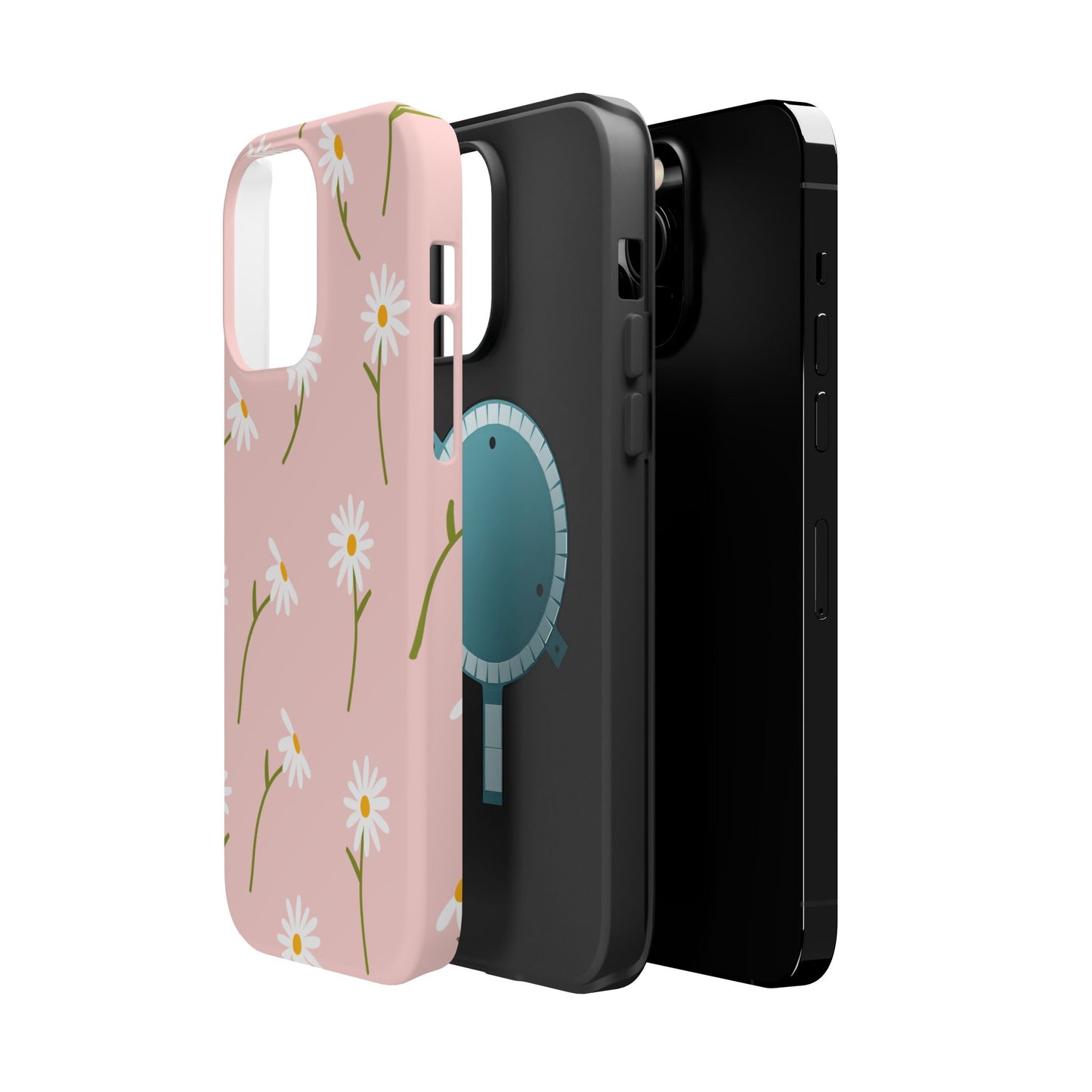 Daisy Delight Tough MagSafe iPhone Case – Cute Floral Design with Dual-Layer Protection