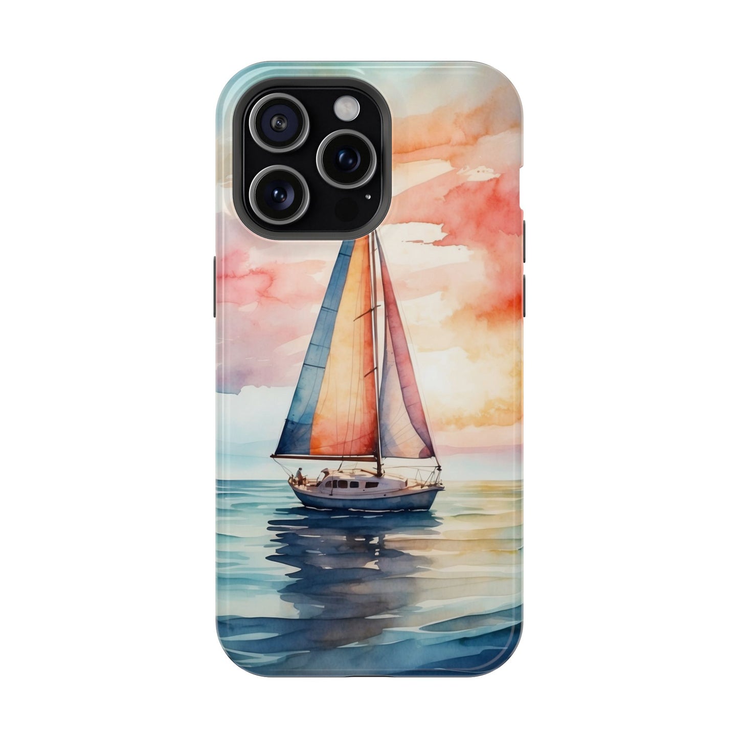 Sailboat Sunset MagSafe iPhone Case – Vibrant Watercolor Design