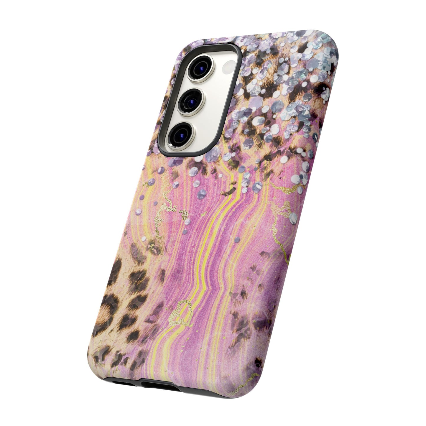 Crystal Glam Leopard - Samsung Galaxy Series Case with Glitter and Gem Accents