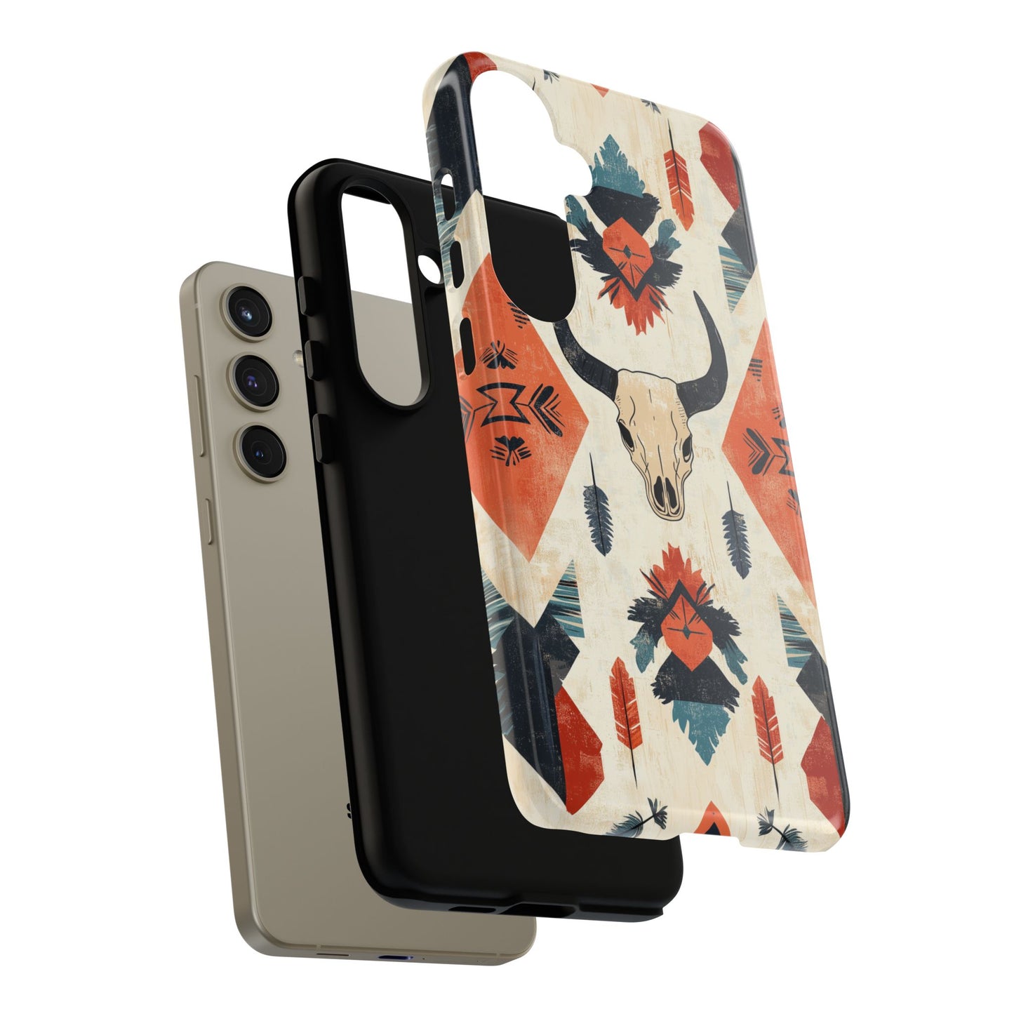 Southwestern Boho Skull Tough iPhone Case – Durable Matte Finish, Dual - Layer Protection - BOGO Cases