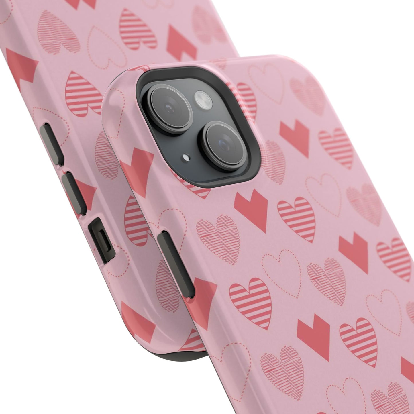 Striped Hearts MagSafe iPhone Case