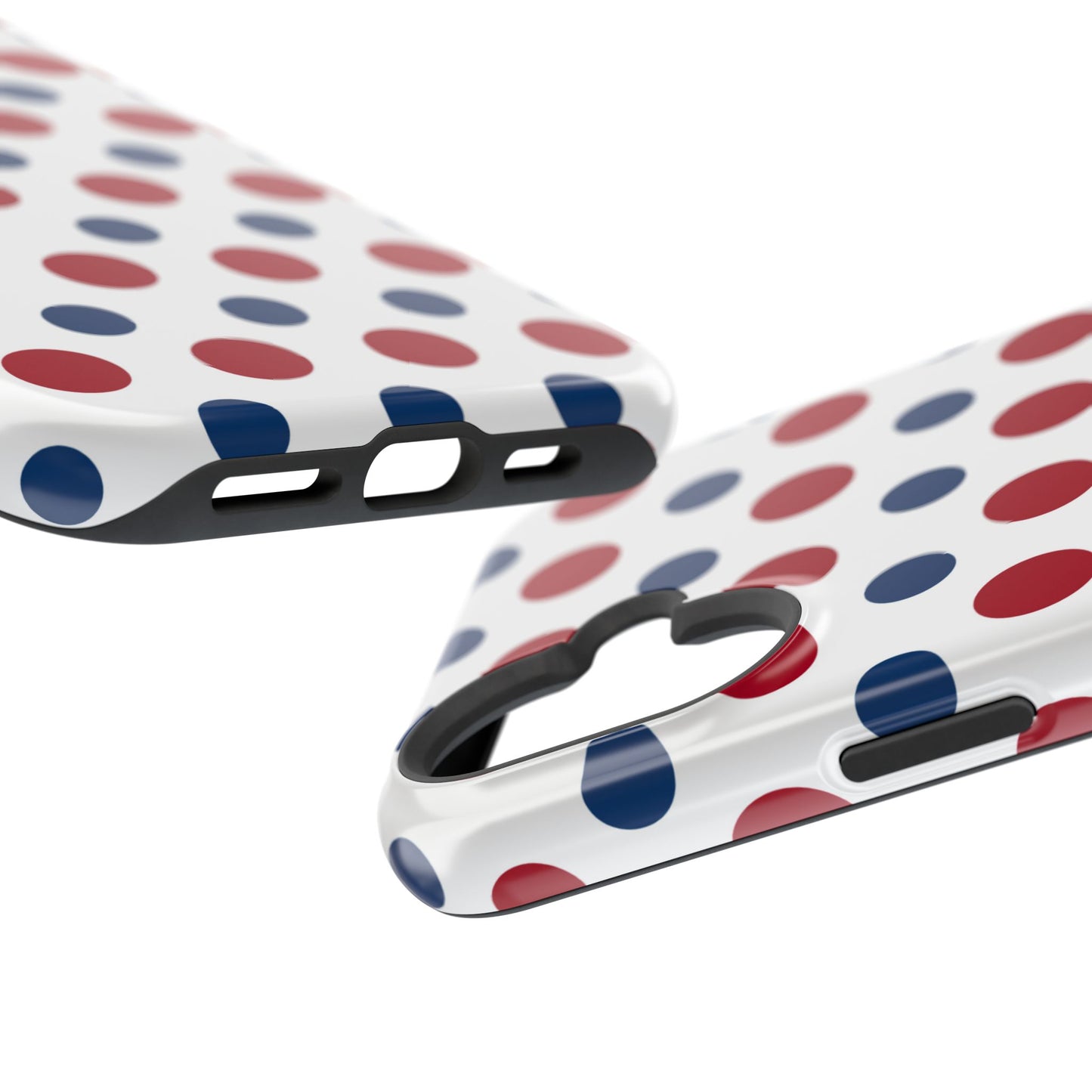 Patriotic Navy, White, and Red Polka Dot MagSafe iPhone Case