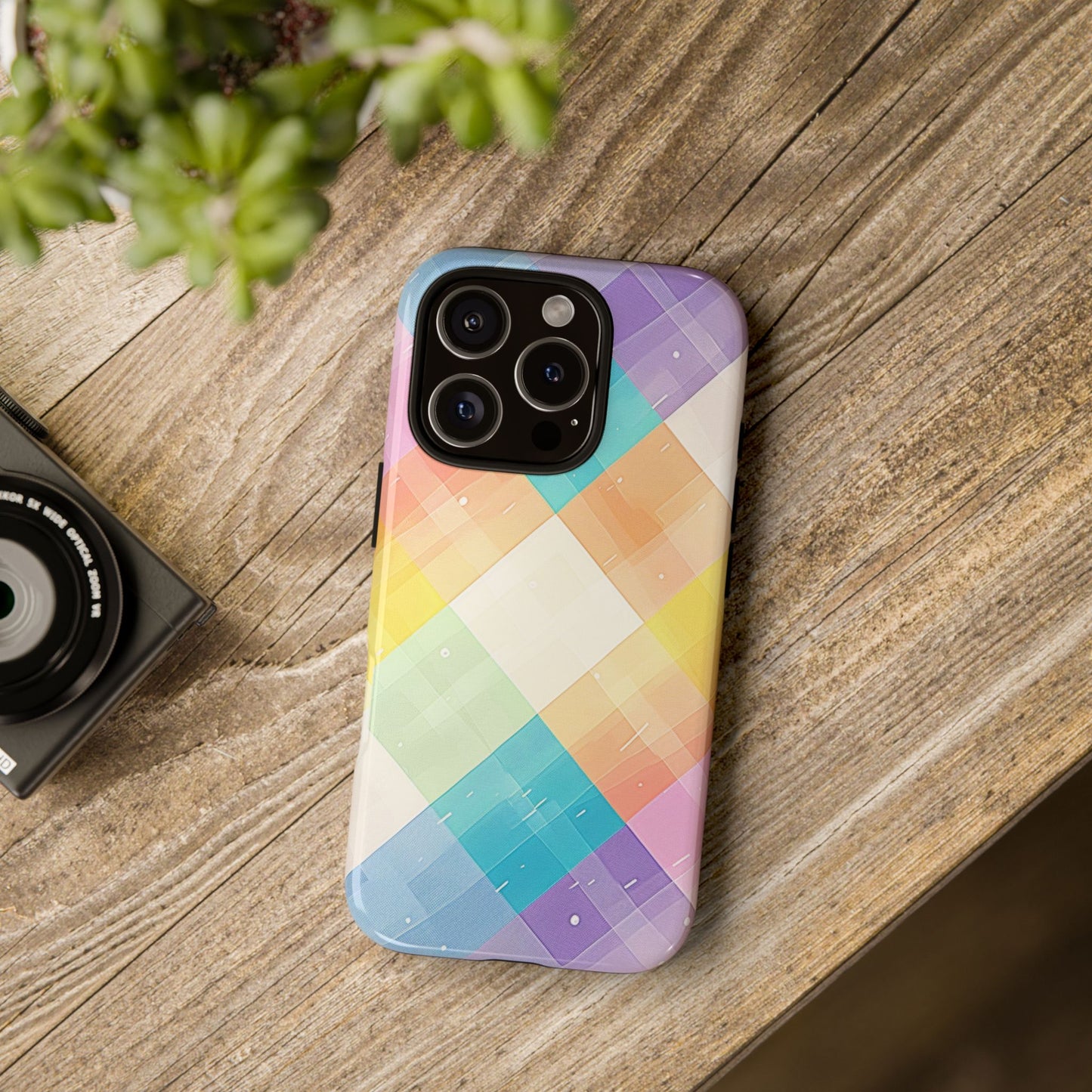 Pastel Plaid Watercolor iPhone Case