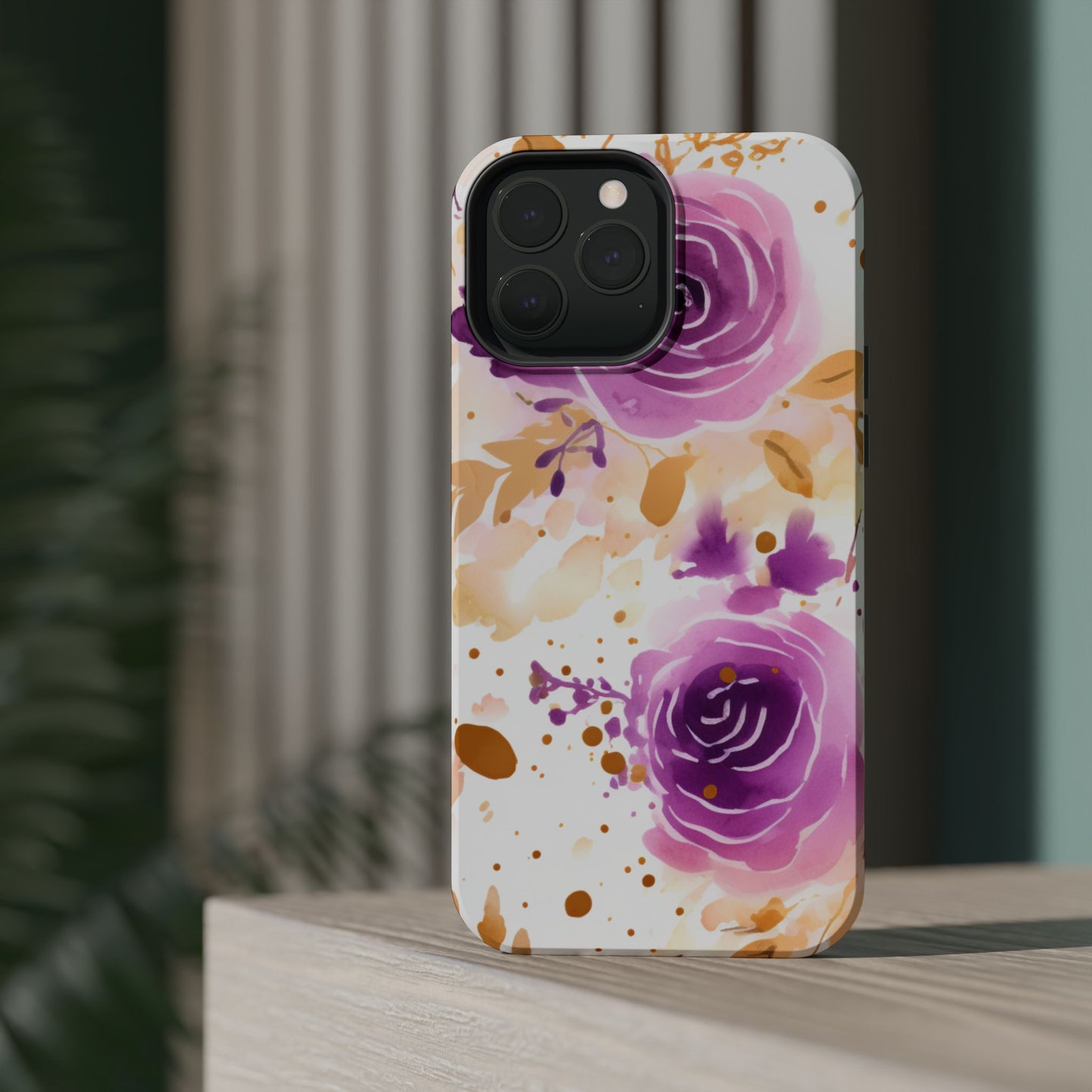 Soft Purple & Gold Floral Splash - MagSafe iPhone Series Case