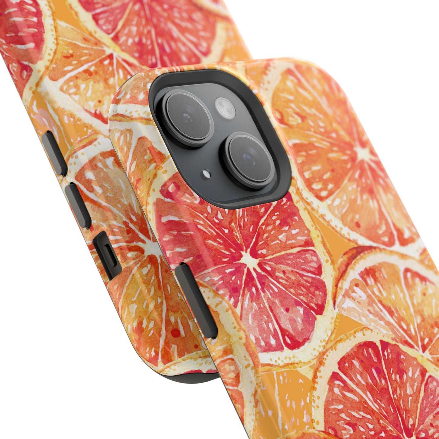 Watercolor Citrus Splash Tough MagSafe iPhone Case – Vibrant Fruit Print, Shock-Resistant Design