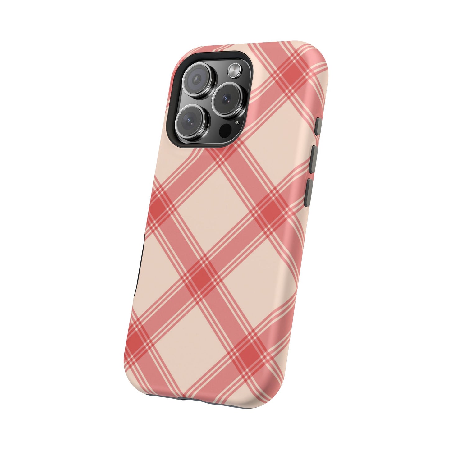 Soft Peachy Red Plaid MagSafe Case