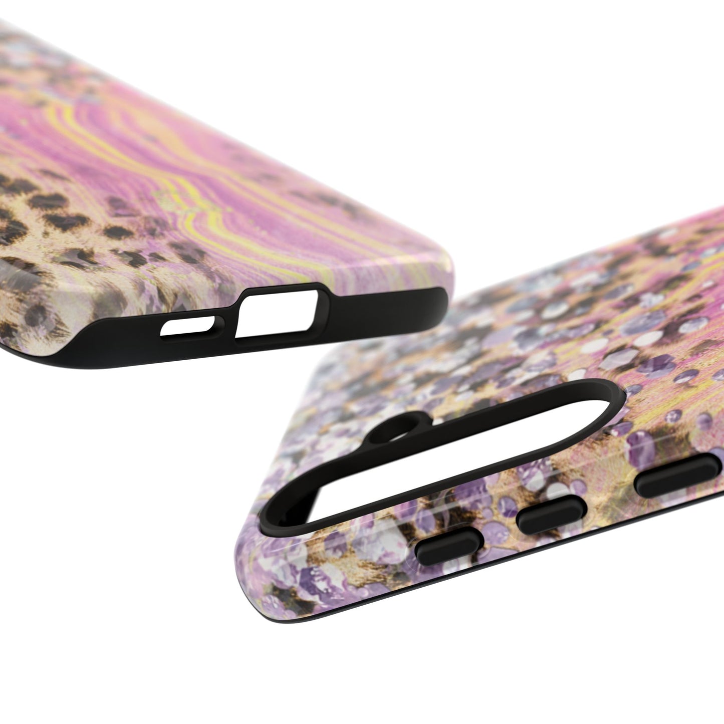 Crystal Glam Leopard - Samsung Galaxy Series Case with Glitter and Gem Accents