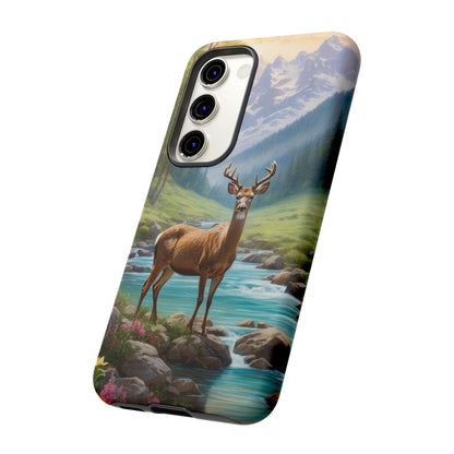 Alpine Serenity – Stag in Mountain Bliss Samsung Galaxy Phone Case