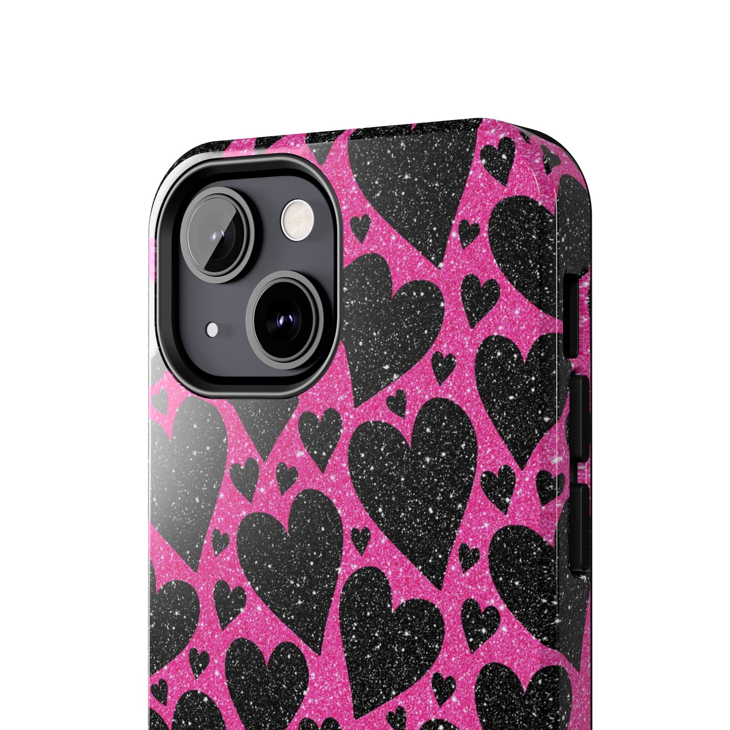 Pink Glitter Hearts iPhone Case