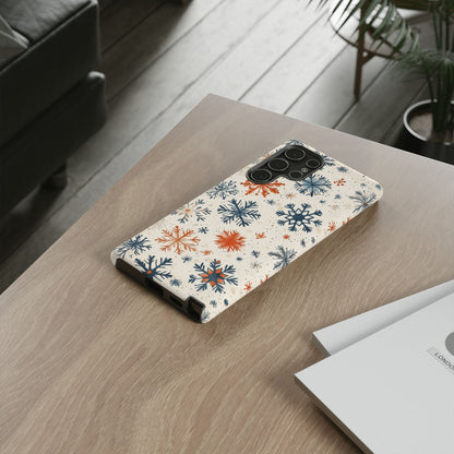 Rustic Orange and Blue Snowflake Pattern – Samsung Galaxy Series Case