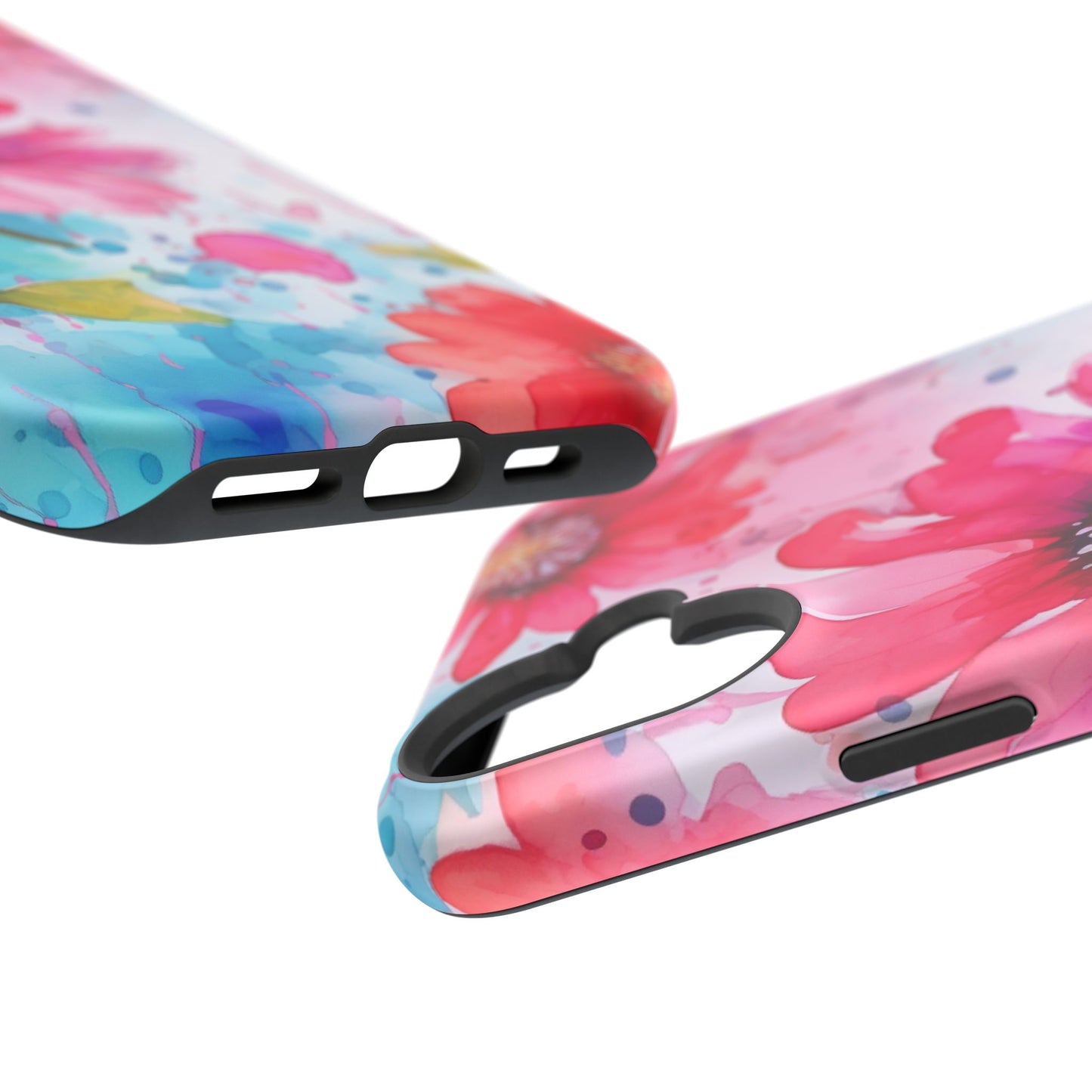 Vibrant Watercolor Red & Pink Floral - MagSafe iPhone Case