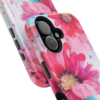 Vibrant Watercolor Red & Pink Floral - MagSafe iPhone Case