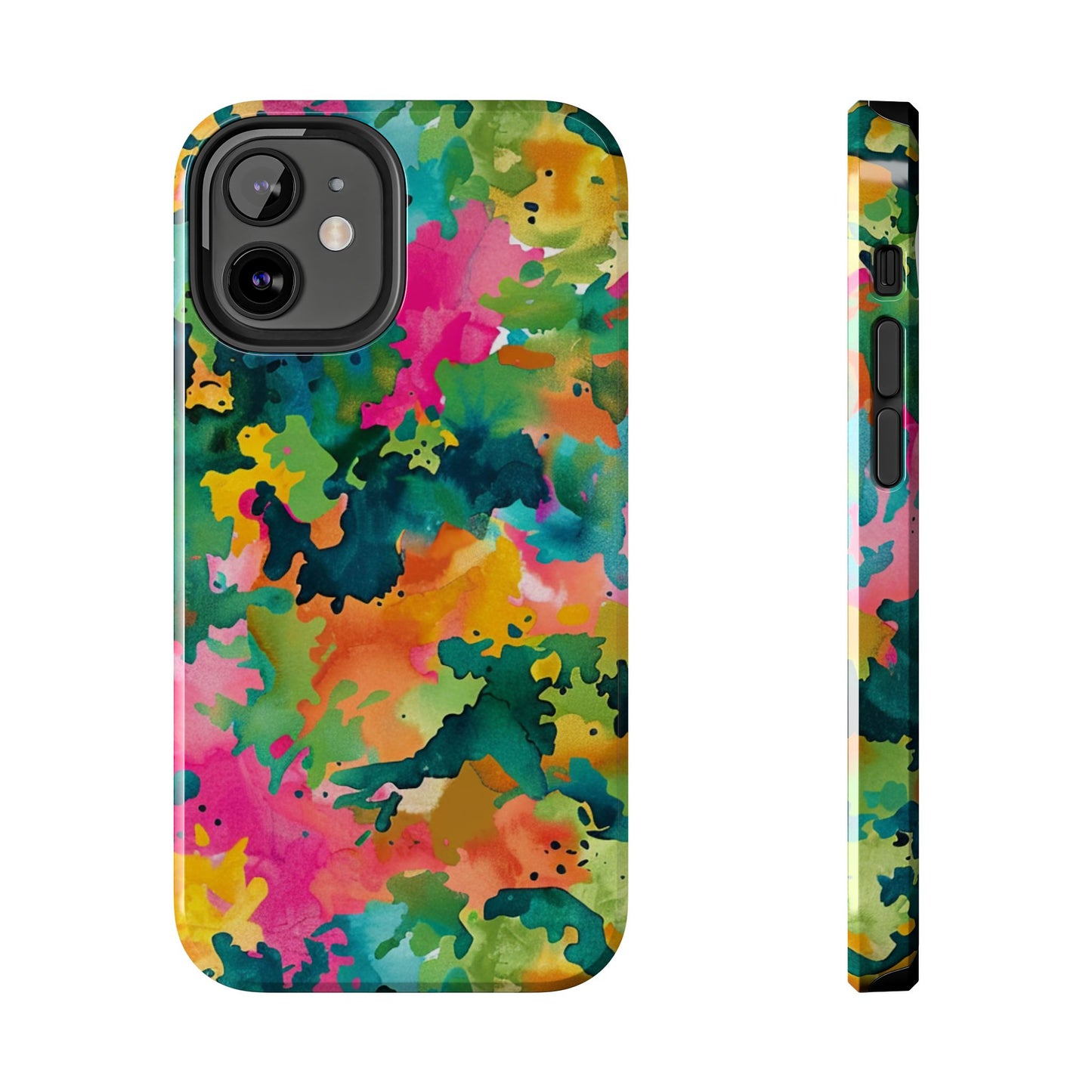 Vibrant Watercolor Splash iPhone Case – Bold Multicolor Artistic Design