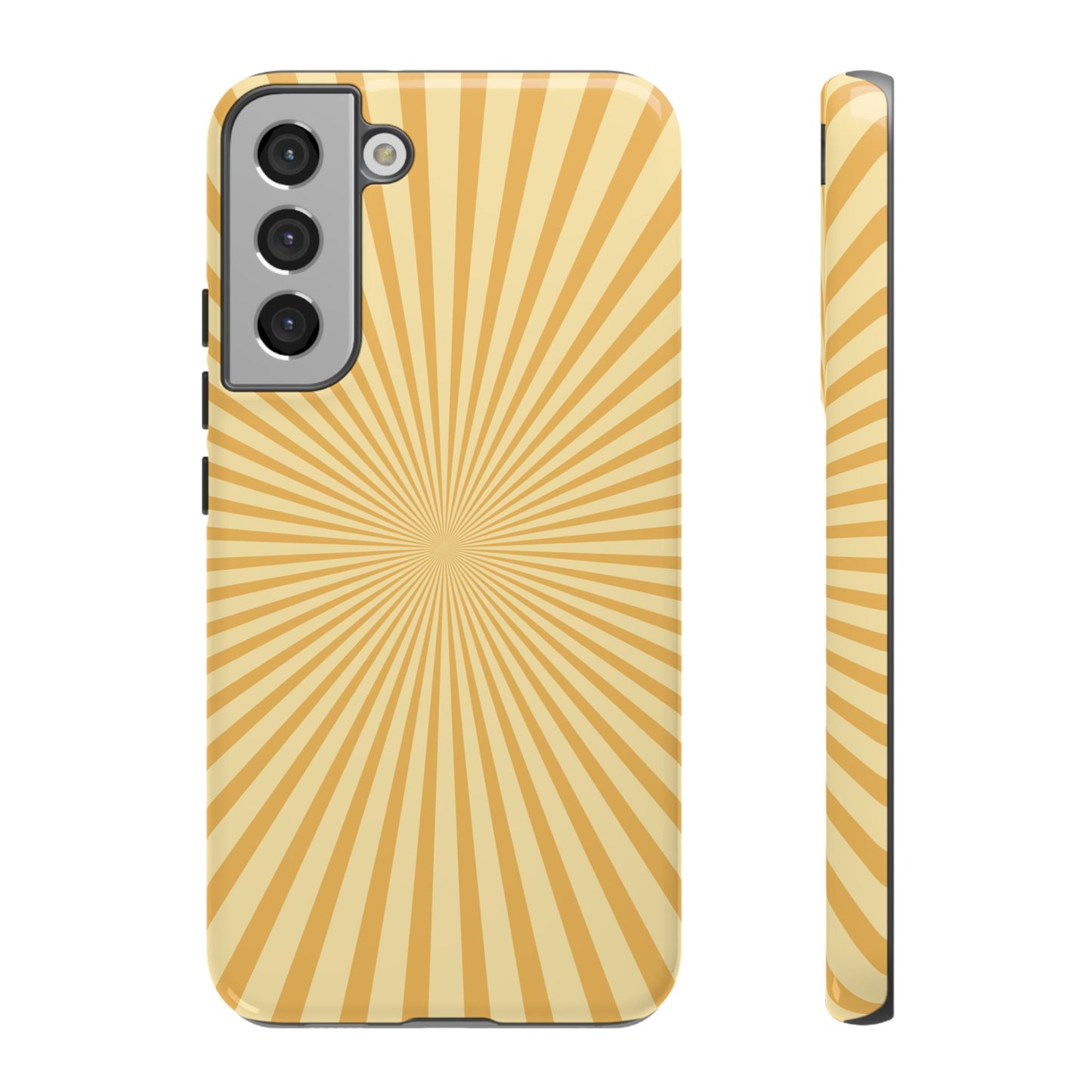 Golden Sunburst Samsung Galaxy Case – Retro Radiant Design with Dual-Layer Protection