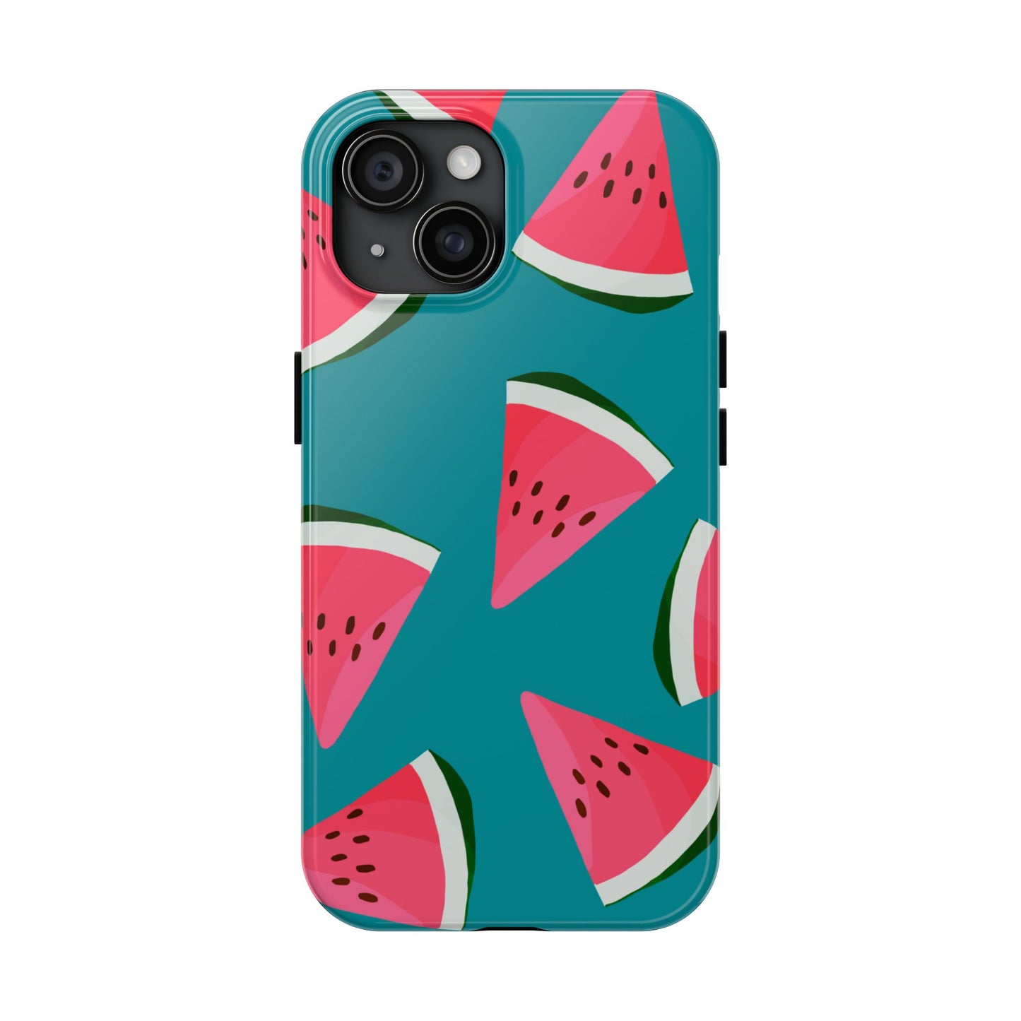 Watermelon Bliss iPhone Case – Vibrant Summer Fruit Design on Teal Background