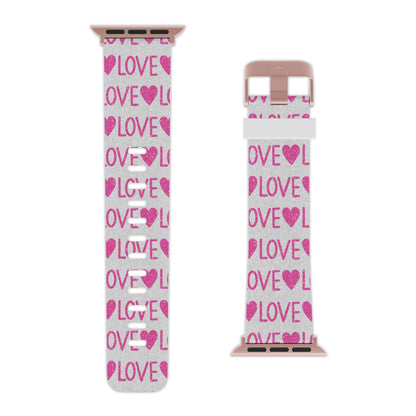 Pink Glitter Love Pattern  Apple Watch Band