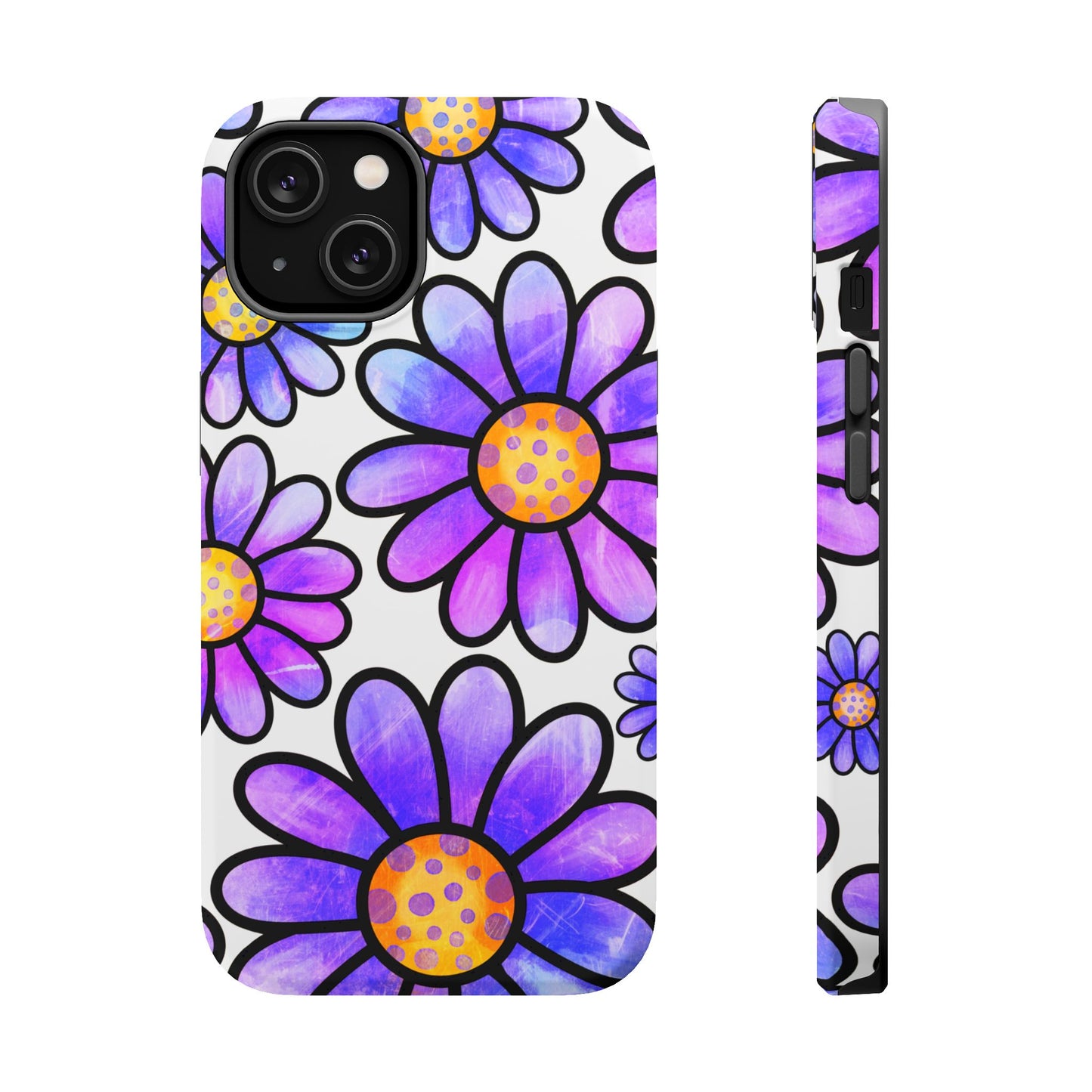 Purple Daisy Delight MagSafe iPhone Case – Slim Profile, Glossy Finish