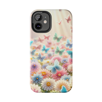 Butterfly Flower Garden - iPhone Case - Pastel Floral Protective Cover