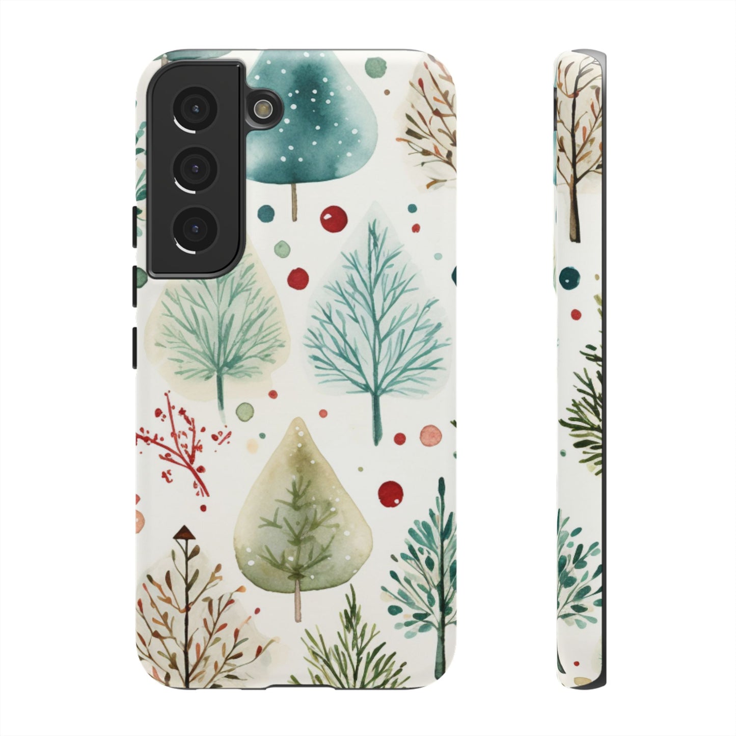 Watercolor Winter Trees Samsung Galaxy Case – Nature-Inspired, Holiday Theme Protective Cover